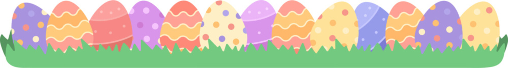 Colorful Vibrant Easter Eggs in Grass Border Divider 