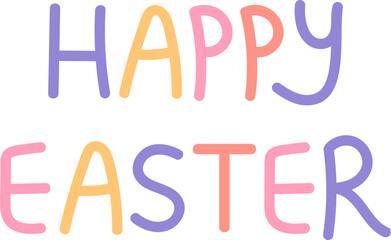 Colorful Happy Easter Greeting Typography Handwritten Design