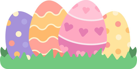 Colorful Bright Vibrant Easter Eggs in Grass Field illustration