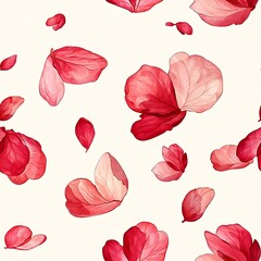 Red flowers arranged on a white background for decorative purposes and floral designs