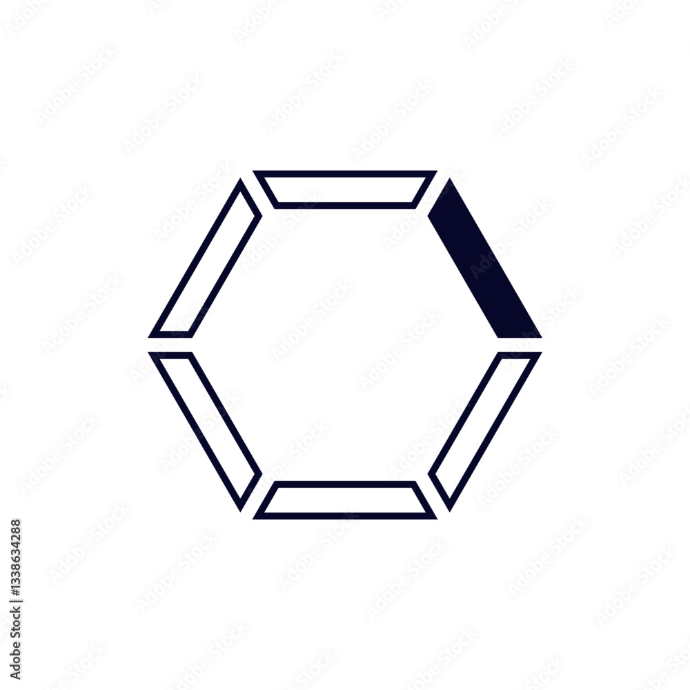 Poster bold black lines form a clean hexagonal shape, emphasizing a clear and simple geometric design.