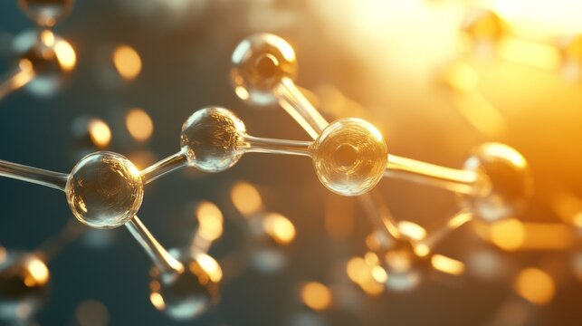 Molecular Structure Model on Soft Blue Background for Science Projects. - Powered by Adobe