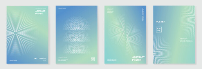 Abstract line wave poster background vector set. Minimalist cover template with vibrant perspective line wave in motion. Ideal design for social media, cover, banner, flyer, music, ads.