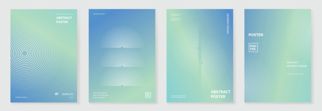 Abstract line wave poster background vector set. Minimalist cover template with vibrant perspective line wave in motion. Ideal design for social media, cover, banner, flyer, music, ads.