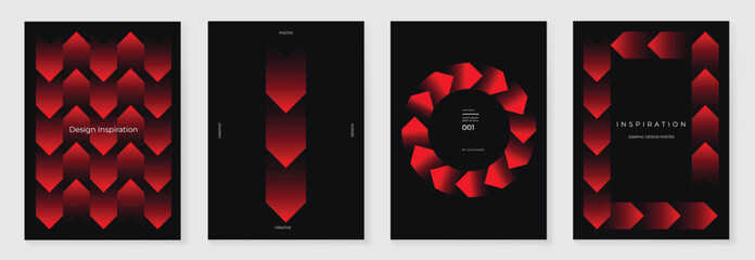 Abstract line wave poster background vector set. Minimalist cover template with vibrant perspective line wave in motion. Ideal design for social media, cover, banner, flyer, music, ads.