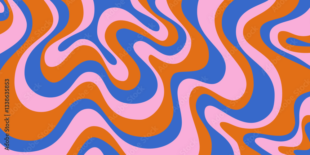 Poster abstract geometric wavy background. cool funky art vector design. groovy trippy hippy pattern. psych