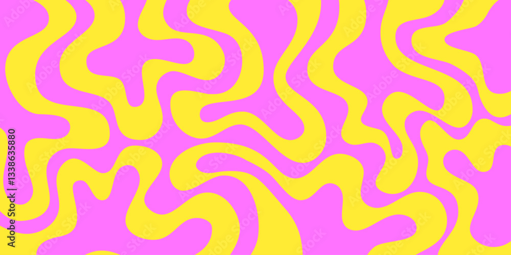 Aufkleber Abstract Geometric Wavy Background. Cool Funky Art Vector Design. Groovy Trippy Hippy Pattern. Psychedelic Y2k Texture. Retro Fun Bg.