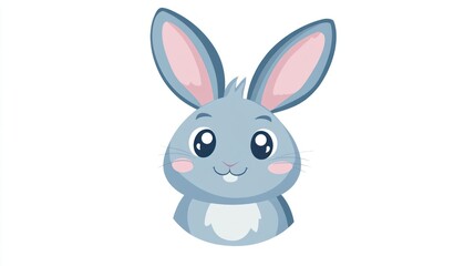 Obraz premium Cute cartoon rabbit face on white background. Use Children's book illustration