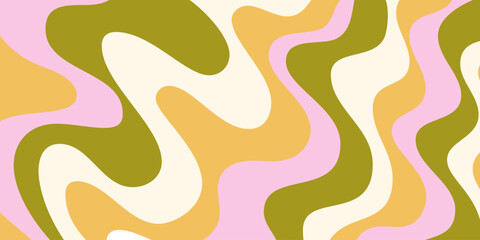 Abstract Geometric Wavy Background. Cool Funky Art Vector Design. Groovy Trippy Hippy Pattern. Psychedelic Y2k Texture. Retro Fun Bg.