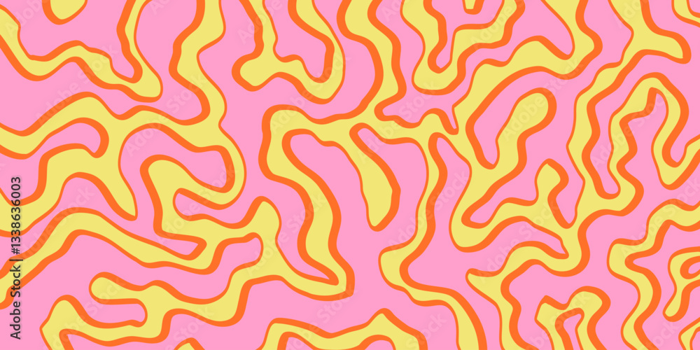 Poster abstract geometric wavy background. cool funky art vector design. groovy trippy hippy pattern. psych