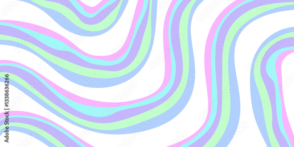 Aufkleber Rainbow Wavy Abstract Backgound. Cool Colorful Playful Texture. Groovy Psychedelic Stripes. Y2k Funny Vector Texture. Pop Art Retro Bg.