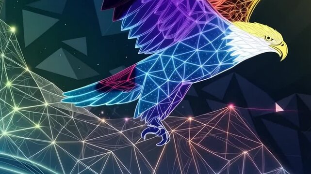 Abstract futuristic communication neon low poly Background video.