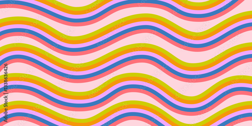 Fototapete rainbow wavy abstract backgound. cool colorful playful texture. groovy psychedelic stripes. y2k funn