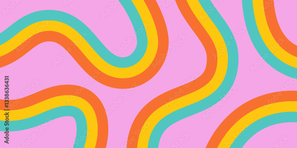 Fototapete rainbow wavy abstract backgound. cool colorful playful texture. groovy psychedelic stripes. y2k funn