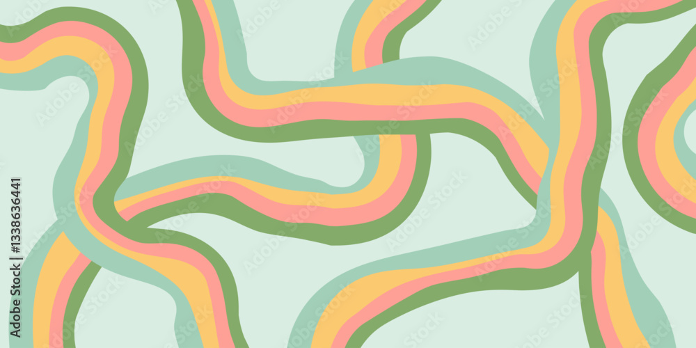 Aufkleber rainbow wavy abstract backgound. cool colorful playful texture. groovy psychedelic stripes. y2k funn