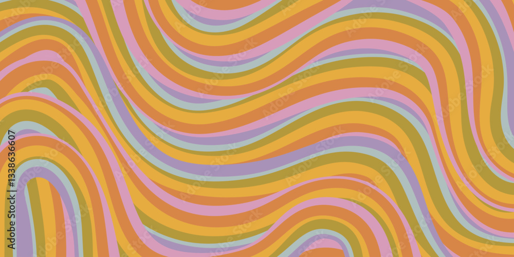 Poster rainbow wavy abstract backgound. cool colorful playful texture. groovy psychedelic stripes. y2k funn