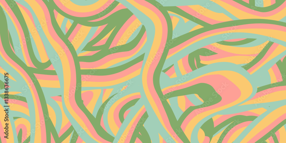 Fototapete rainbow wavy abstract backgound. cool colorful playful texture. groovy psychedelic stripes. y2k funn