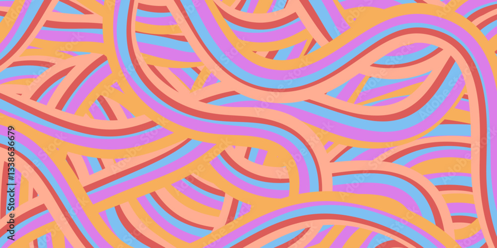 Poster Rainbow Wavy Abstract Backgound. Cool Colorful Playful Texture. Groovy Psychedelic Stripes. Y2k Funny Vector Texture. Pop Art Retro Bg.