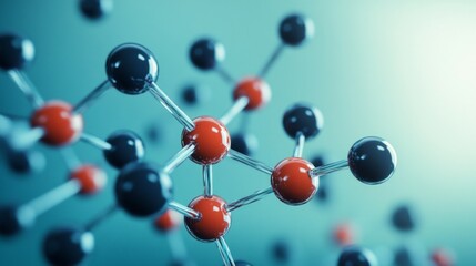 Obraz premium Molecular Structure Model on Soft Blue Background for Science Projects.