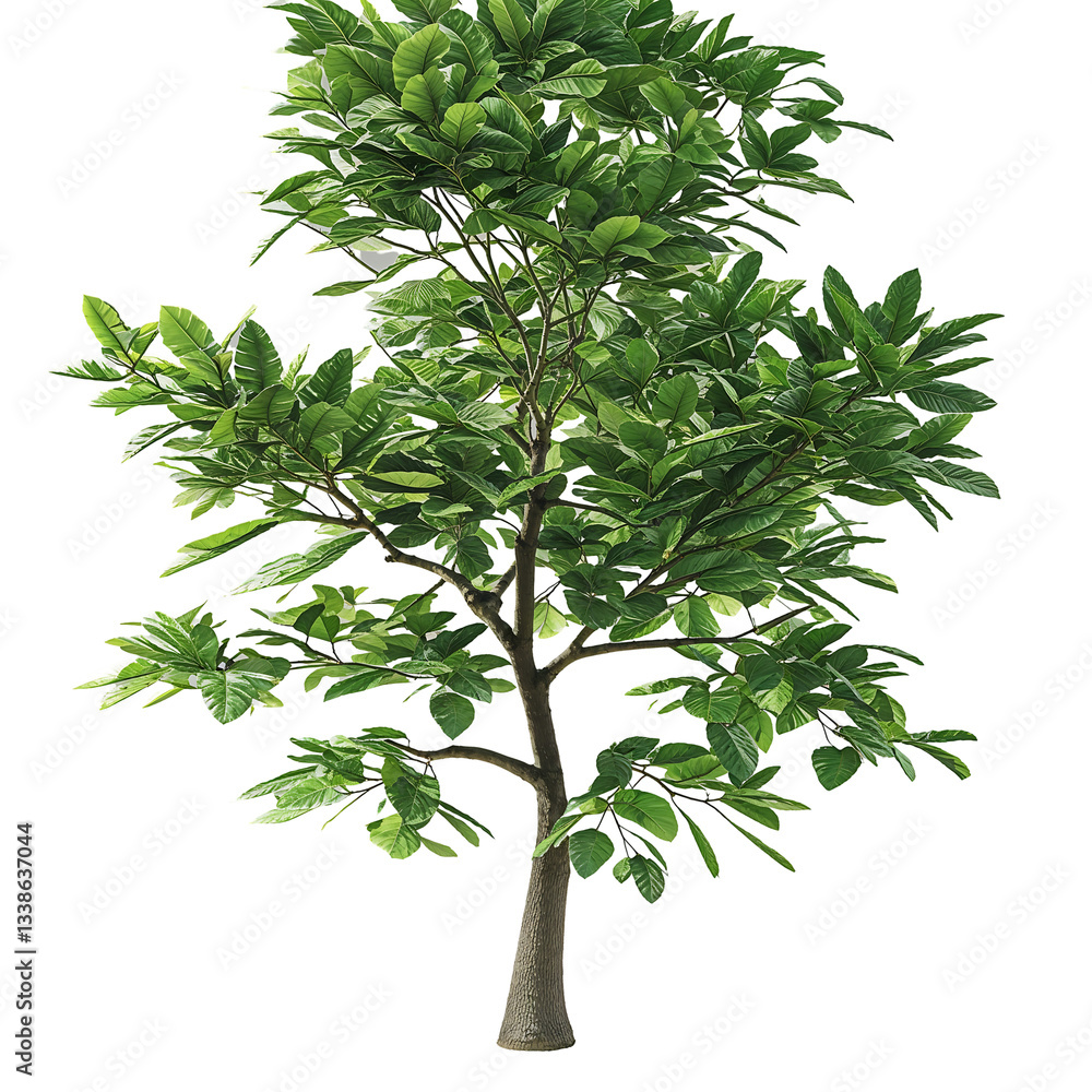 Aufkleber high-detail 4k digital rendering of a lush green tree, realistic foliage and natural structure, isol