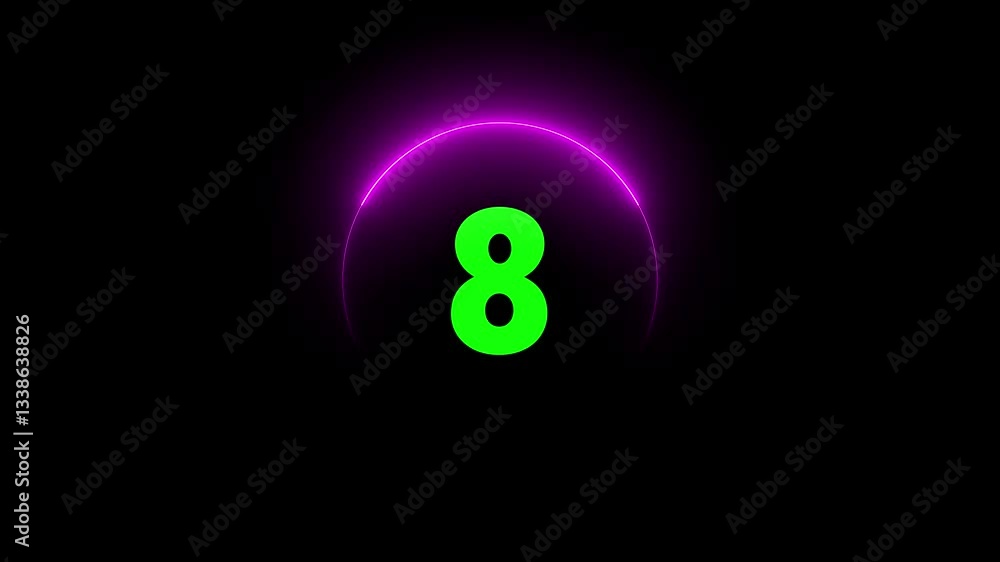 Aufkleber 10 seconds countdown neon glowing orange color animation on black background. loading color animatio