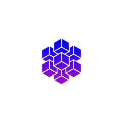 Abstract Geometric Cube Pattern Design in Purple and Blue Gradient
