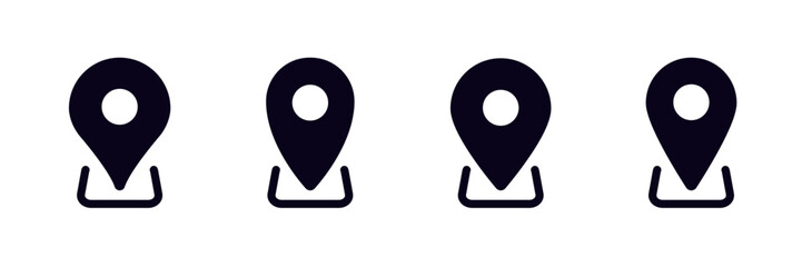 black map location symbols arranged in a neat horizontal row, simple and straightforward in design.