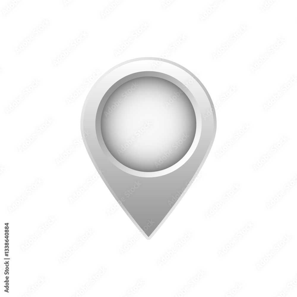 Poster a gray location marker with a metallic look. simple design ideal for maps, navigation, and geography