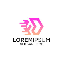 Abstract Geometric Hexagon Logo Design with Gradient Pink and Purple Colors