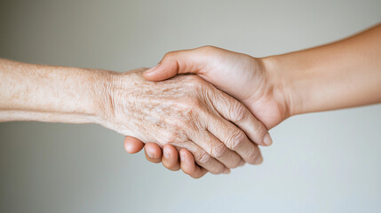 Fototapeta premium hand, geben, generationen, alt, senior, jung, kinde,r nachwuchs, familie, pflege, handschlag, pflegefachkraft, seniroenheim, altersheim, hand, hand reichen, geben, betreutes wohnen, pflege, streik, da