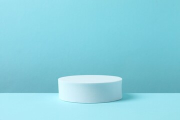 White podium on a blue background