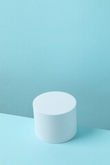 White podium on a blue background