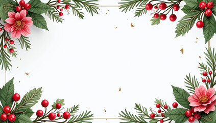 holiday winter template features festive elements christmas floral frame social media posts