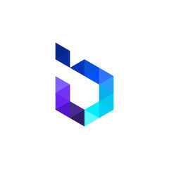 Abstract Geometric Logo Design with Blue Purple Gradient Triangles