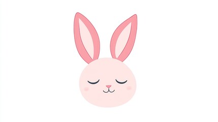 Obraz premium Cute cartoon rabbit head, peaceful expression, simple style, possible use children's book illustration