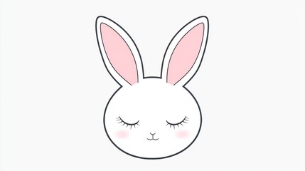Obraz premium Cute cartoon rabbit head, simple design, sleep, illustration, background