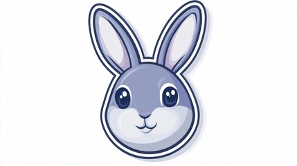 Obraz premium Cute cartoon rabbit face, graphic design, isolated, for kids, possible use in children's book illustration