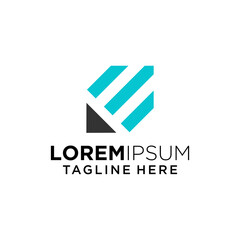 Abstract Geometric Logo Design with Turquoise and Gray