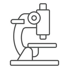 Optical microscope thin line icon, optical equipment concept. Vector graphics. Medical, laboratory magnification tool sign on white background, outline style icon for mobile or web design.