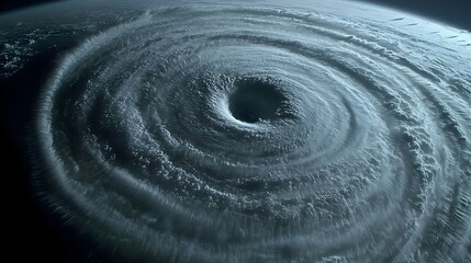 Naklejka premium Powerful hurricane viewed from above with swirling eye