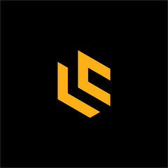 Abstract Geometric Yellow Logo on Black Background