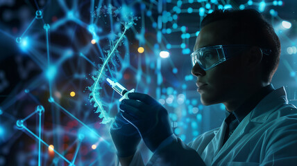 This scientist uses advanced tech in a lab to improve genetic modifications for youth extension.