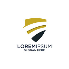 Abstract Gold And Black Shield Logo Design