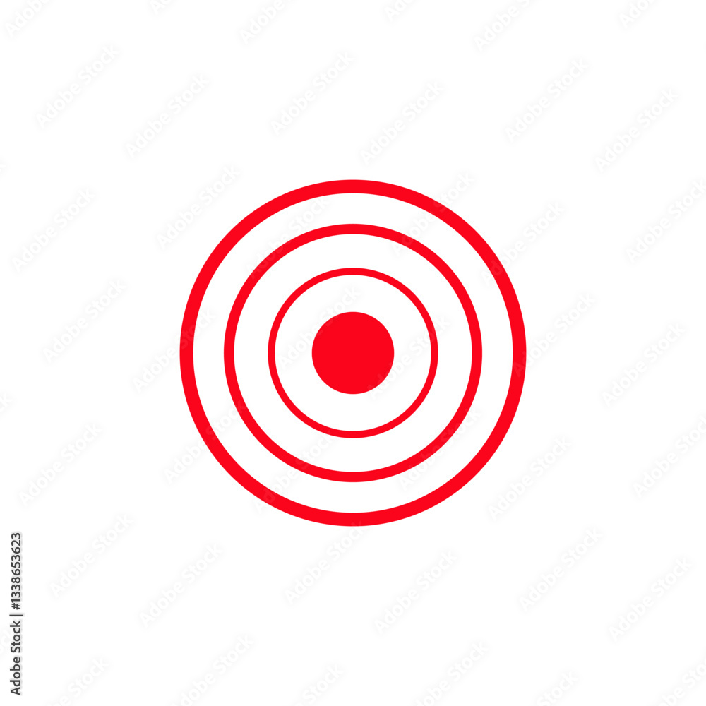 Poster simple red concentric circles forming a clear target or focus symbol reflecting precision or aim.