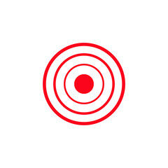 Simple red concentric circles forming a clear target or focus symbol reflecting precision or aim.