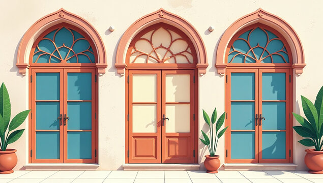 oriental style windows arches blend modern bohemian colors minimalist aesthetic unique decorative