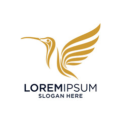 Abstract Gold Hummingbird Logo Design