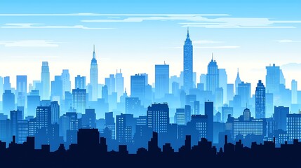 Naklejka premium Urban skyline panorama, dawn