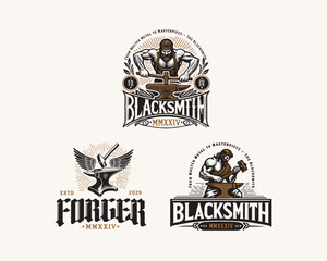 Fototapeta premium Iron goddess blacksmith metal industry logo template for business