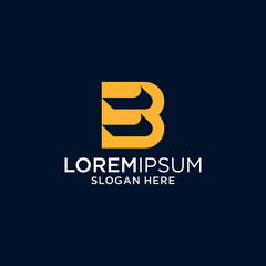 Abstract Gold Letter B Logo on Dark Blue Background